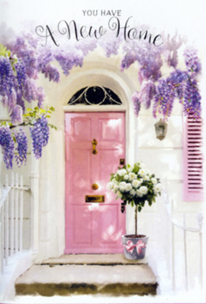 Captured here is a tranquil Purley doorstep, dressed in romantic tones to mark the start of a new chapter. The front door is painted in a delicate shade of blush pink, its surface smooth yet clearly hand-finished, lending a personal, homely touch that feels perfectly at ease in a residential lane near Purley Oaks. The surrounding walls are clean and whitewashed, reflecting natural light and providing a crisp backdrop, while a single shutter in a related pastel shade echoes the same softness. Above, wisteria tumbles down in thick, pendulous garlands of lavender and lilac, the hanging racemes overlapping to create a floral curtain that frames the upper edge of the doorway. You can almost sense the gentle, powdery perfume that might drift from the blossoms on a warm afternoon. At the base of the door, on the stone step, sits a weathered grey metal bucket, repurposed as a charming vessel. It is filled almost to overflowing with white and cream roses, each blossom plush and layered, with petals that seem to cradle pockets of light and shadow. Green foliage sprigs weave between the roses, bringing a touch of freshness and structure. A pink satin ribbon wraps around the bucket and ties into a loose, trailing bow, mirroring the colour of the door and subtly drawing the eye down to the arrangement. Light falls gently across the whole scene, highlighting the petals and leaves without any harsh glare. Altogether, the entrance embodies the feeling of a thoughtful housewarming gift delivered in Purley-a quiet, elegant tribute to first keys, first nights, and the hopeful beginning of a life in a much-loved new home.