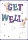 Cheerful and full of friendly optimism, this get well card brings a sense of Purley's community warmth through its illustrated characters. Two loveable friends-a teddy bear and a lively puppy-spring from the page, each gleefully holding the colourful letters that spell out 'Get Well.' The indigos and teals in the text flash brightly against a gentle cream background, infusing the image with vibrant positivity. Scattered stars in shades of blue and purple twinkle across the card, casting a hopeful glow reminiscent of evening walks through Purley's green parks. The illustrated fur is rendered so softly, it invites the imagination to reach out and embrace, just as one might with a comforting bouquet from a local florist. More than just a greeting, this card brings reassurance and genuine kindness, making it the perfect companion for anyone recovering in Purley or nearby, and reflecting the nurturing spirit that defines the area.